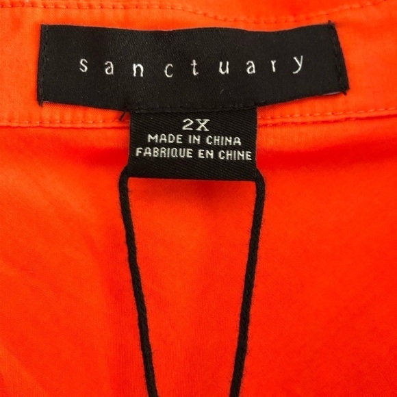 Sanctuary Cotton Button Down Orange Blouse Plus 2X - Picture 10 of 11
